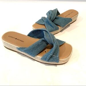 Lucky Brand Platform Square Toe Slides- Grenly